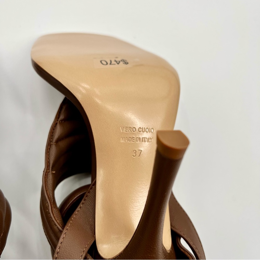 NWT Gia Borghini Women Coffee Brown Gia 8 Puffer Leather Sandals Heels 37 - Picture 10 of 15